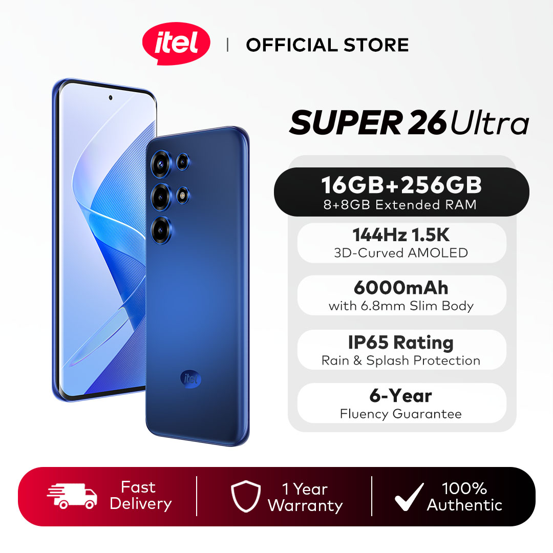 Itel SUPER 26 Ultra 16GB RAM(8+8)+256GB ROM / T7300 6nm Processor / 6000mAh 6.8mm Slim / 6.78" 144Hz 1.5K 3D-Curved AMOLED 7i