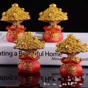 Good Luck and Money Tree Wealth Lucky Charm Feng Shui Money Tree Red Pao Decoration Ornaments for Bedroom Living Room Shop Car Wealth Luck