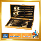 FUSSIN 12-Piece Golden Cutlery Set with Storage Box