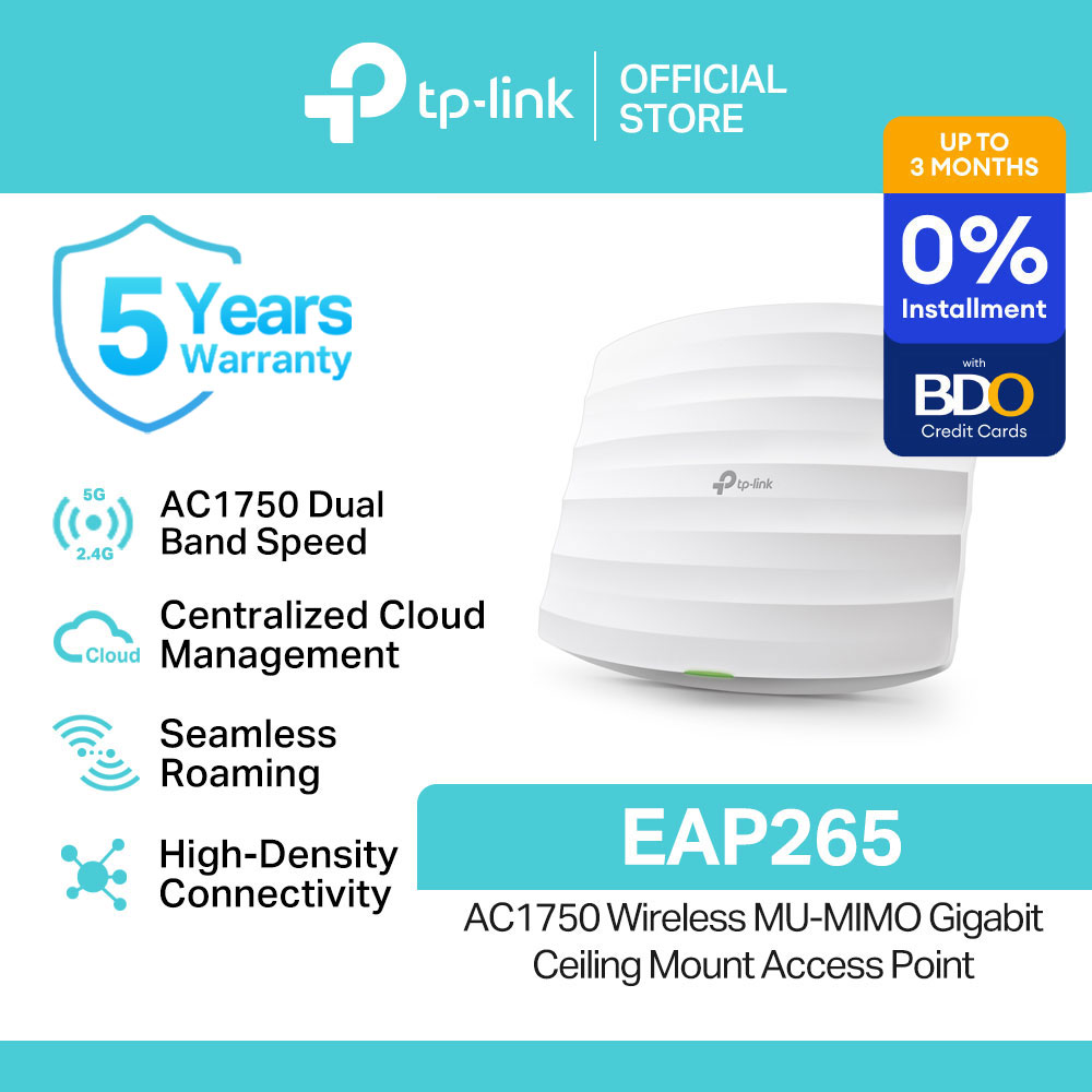 TP-Link Official Store / EAP265 HD AC1750 / 2.4GHz and 5GHz Dual Band Gigabit Wall Plate Mesh Fiber Wi-Fi Wireless Range Extender Long Range Access Point Signal Booster for All Network