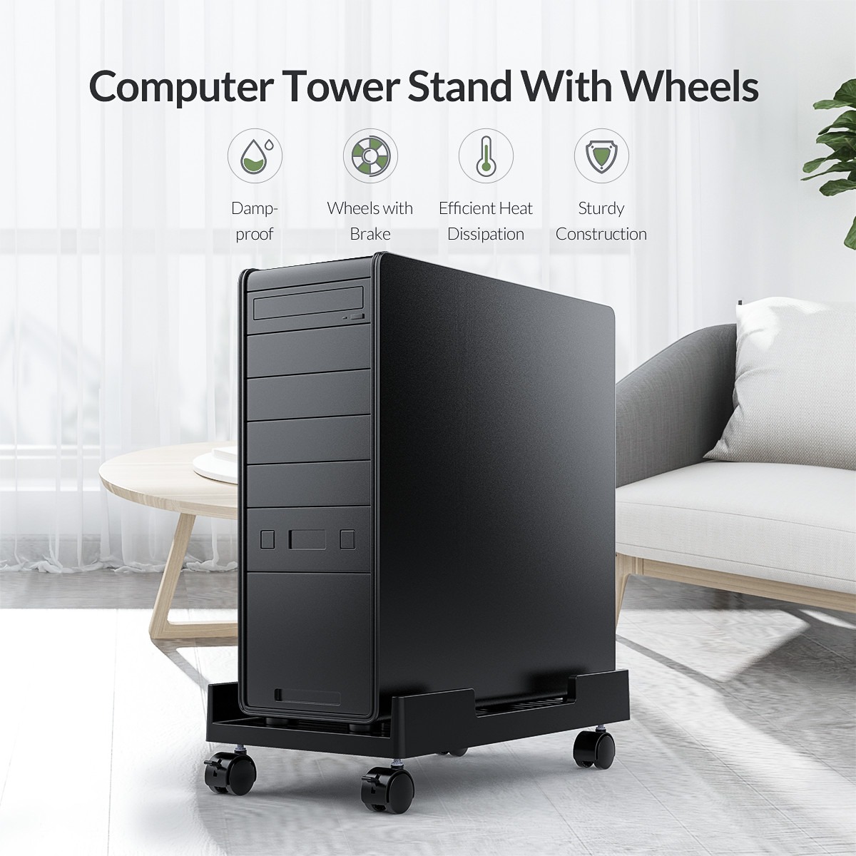 ORICO CPU PC Tower Case Holder Bracket Stand with Rotating Wheels, Base  Ventilation Holes, 20KG Max Load, High-side Edges for Computer Desktop  System
