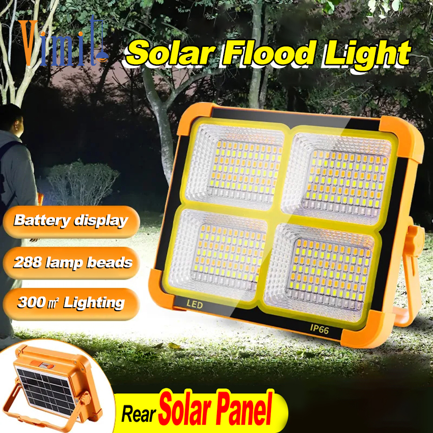 Vimite 2000W Portable Solar Flood Light Emergency Lighting Outdoor