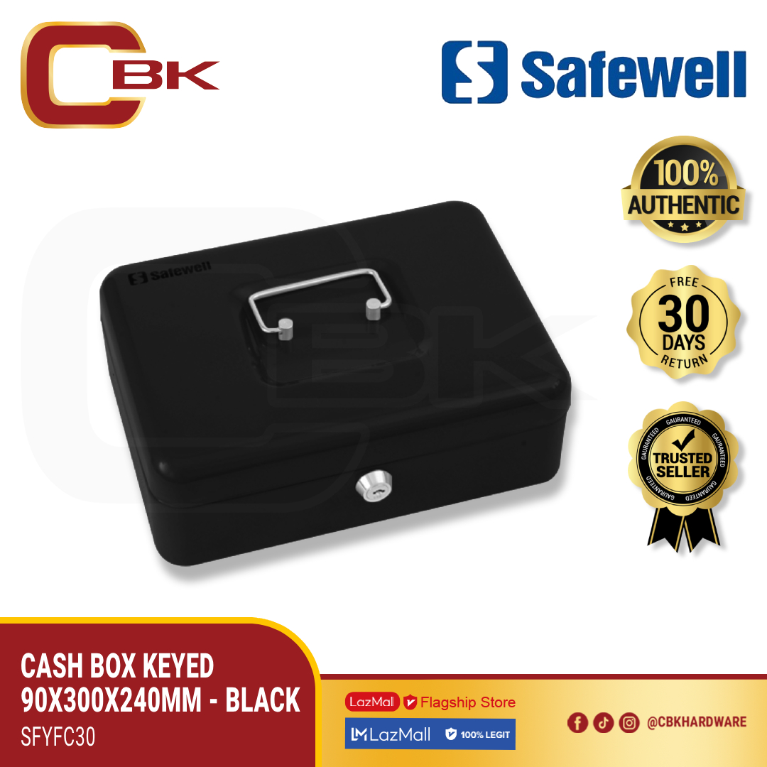 SAFEWELL SFYFC25 CASH BOX KEYED 90X250X180MM BLACK Portable