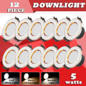 12 Pcs 5W Pin Lights Led for Ceiling Downlight Tri-Color Ceiling Pin Light Long Lasting Light Super Bright Light