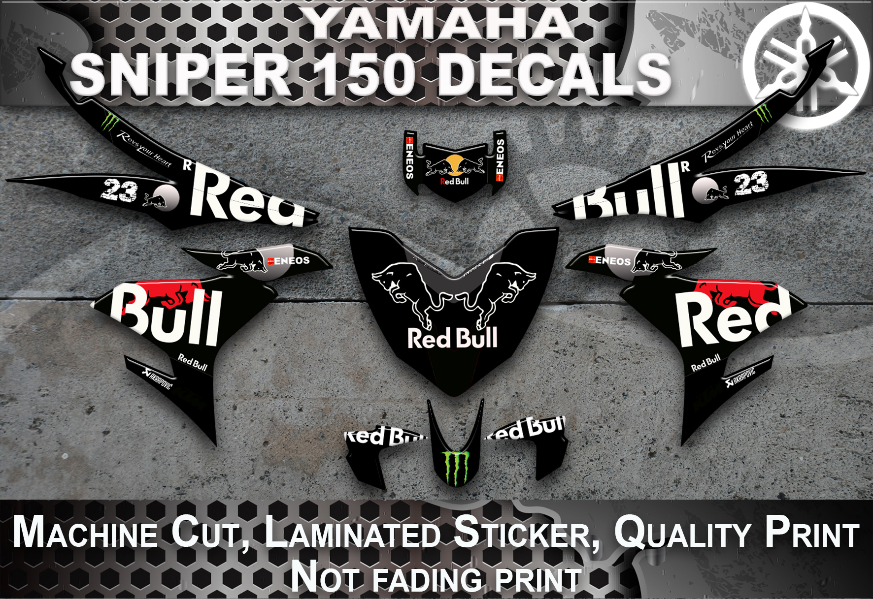 Sniper 150 decals Red Bull black