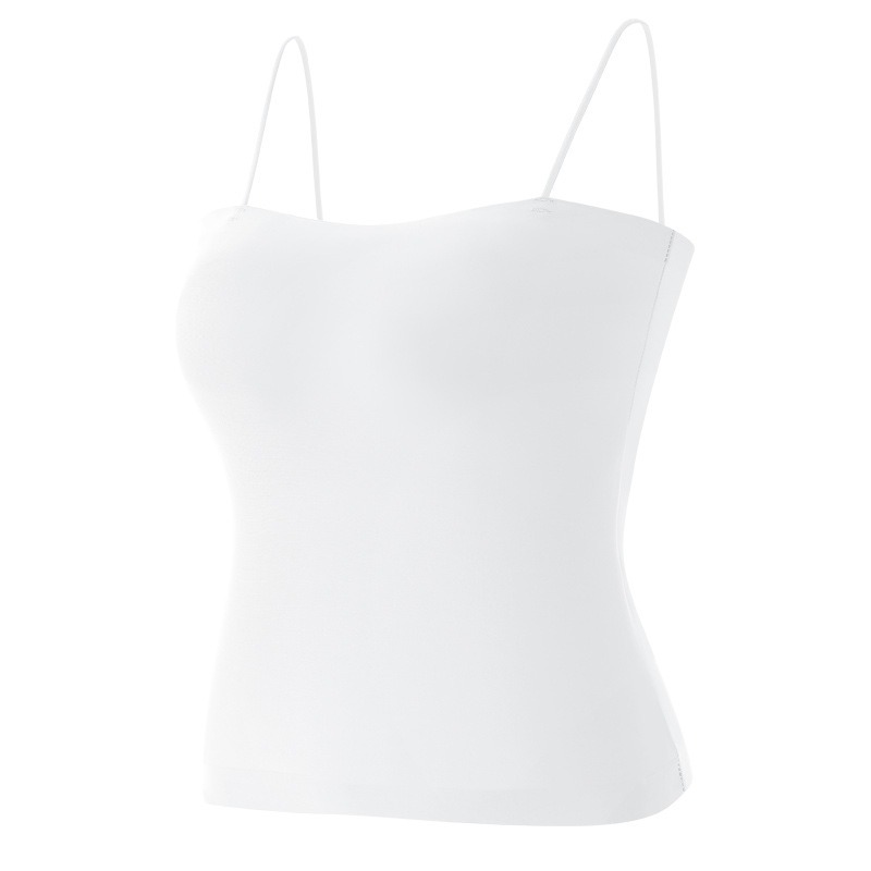 Motovita Summer Fashion Strap Top Ice Silk Beauty Back Solid Camisole Top For Women Sexy Slim Tops Ladies Padded Tank Tops - Image 4