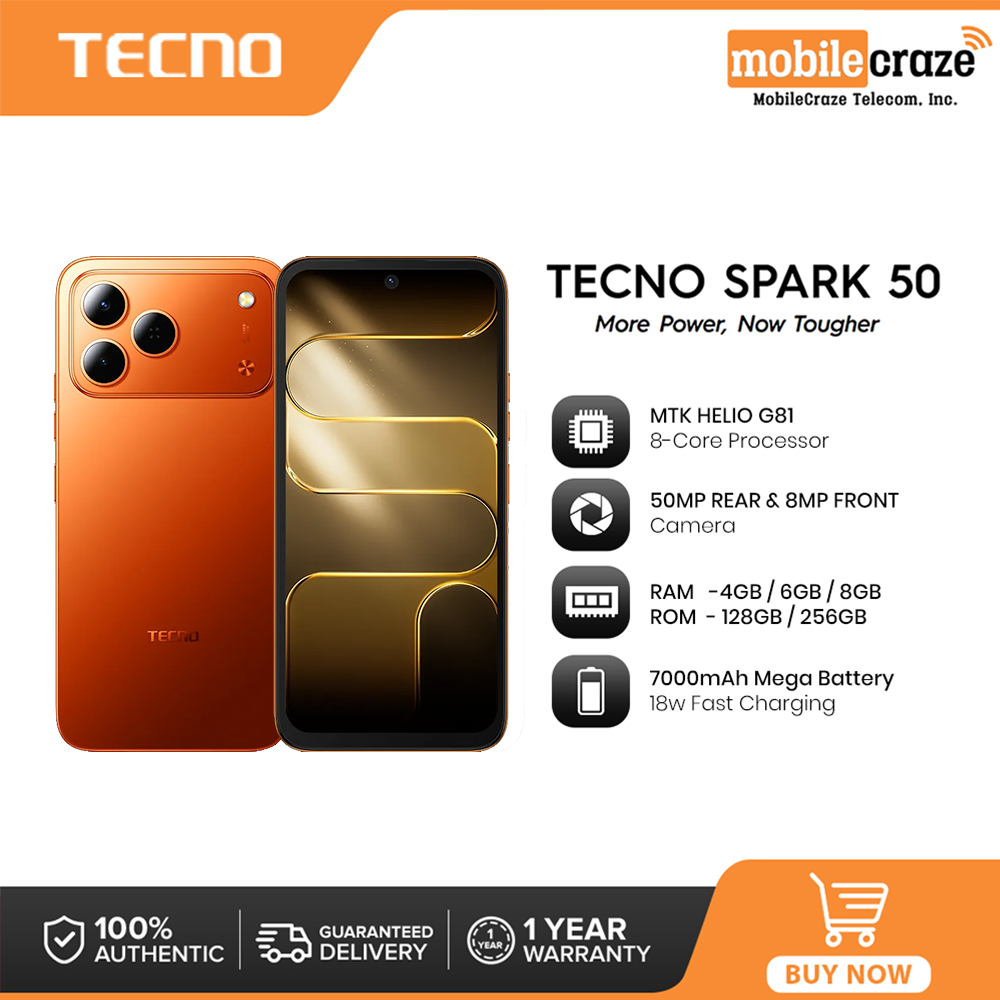 TECNO Spark 50 4G Smartphone (4/128GB) / Helio G81 Processor / 6.78" 120Hz Smooth Display / 7000mAh Mega Battery / 18W Fast Charging / 50MP AI Camera
