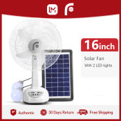 Rechargeable Solar Electric Fan with LED Lights - Brand X