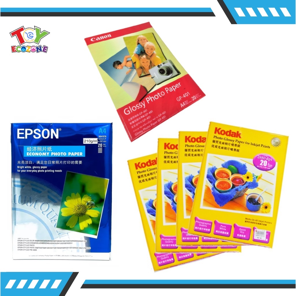 EPSON GLOSSY PHOTO PAPER A4 SIZE 5 PACKS (5x 20 SHEETS/PACK