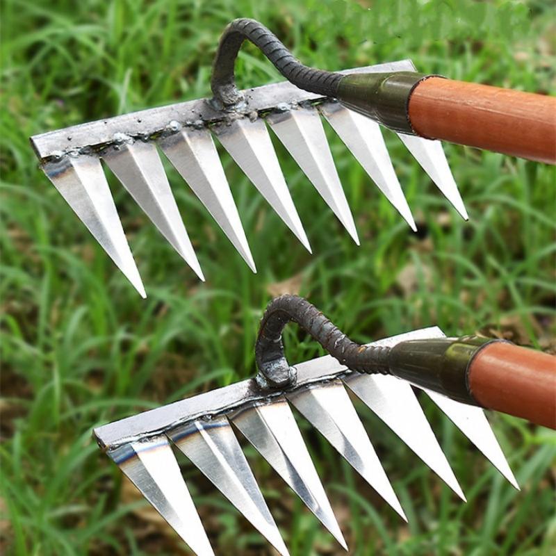 4/5/6/7 Tooth Hoe Weeding Rake Farm Tools Weeding and Turning The Ground Loose Soil Nail Harrow Steel Harrow Gardening Tools