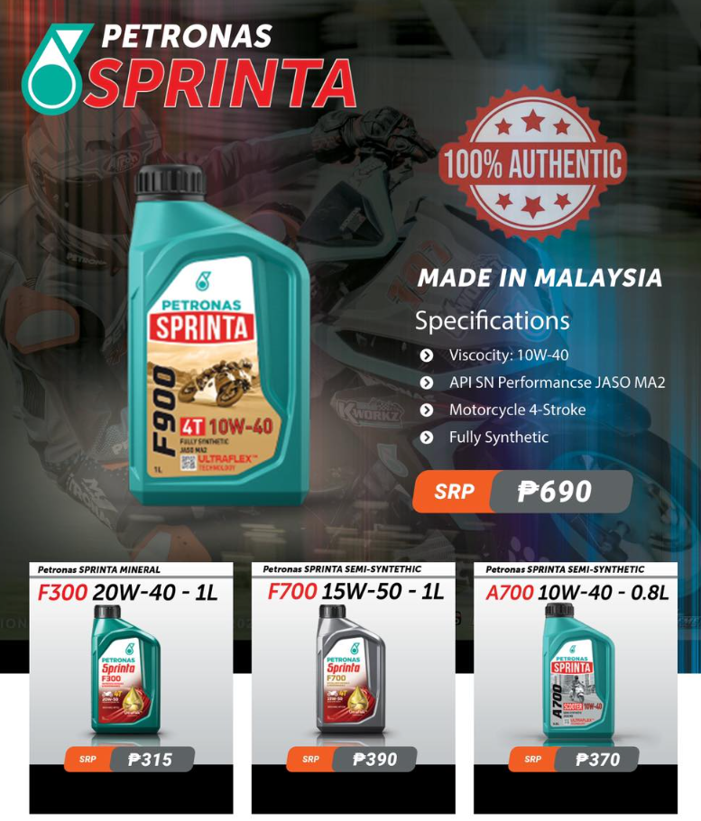 PETRONAS Sprinta F900 10W-40 Fully Synthetic Engine Oil Engineered
