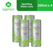 Natures Spring Sparkling Water Lime 330ml - Pack of 4s