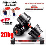 Adjustable 20KG Dumbell Set with Free WristGuard, Long Bar