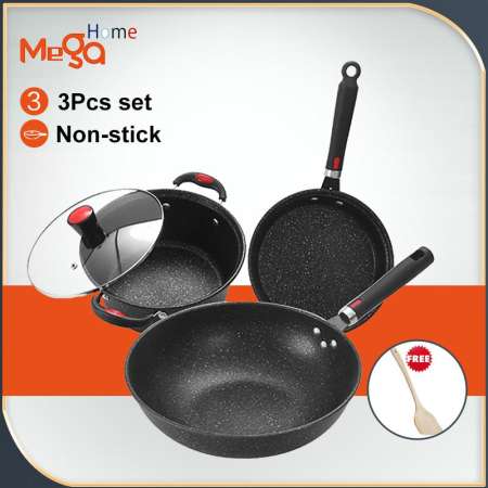 Megahome Non-Stick Granite Cookware Set (3 pcs)