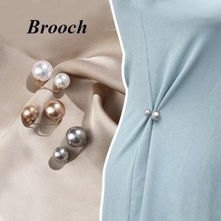 Denise 3Pcs/Set Brooch Anti-glare Buckle Neckline Cardigan Pearl Buckle Pin Waist Artifact Safety Pin Fixed Clothes Decoration Waist Buckle Cod