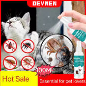 DEVNEN Pet Anti Flea & Tick Spray for Dogs/Cats 100ML