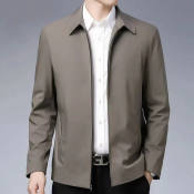 Men's Zippered Bomber Jacket with Polo Neck and Pockets
