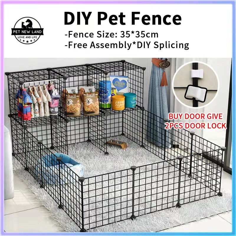 Pet New Land .DIY Metal Dog Cage Stackable Pet Cat Rabbit Cage Pet Black Frame Steel Metal Wire Kennel Extendable Pet Fence for Indoor and outdoor Lazada PH