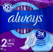 Always Women's Ultra Wing Size 2 Long Night Pads