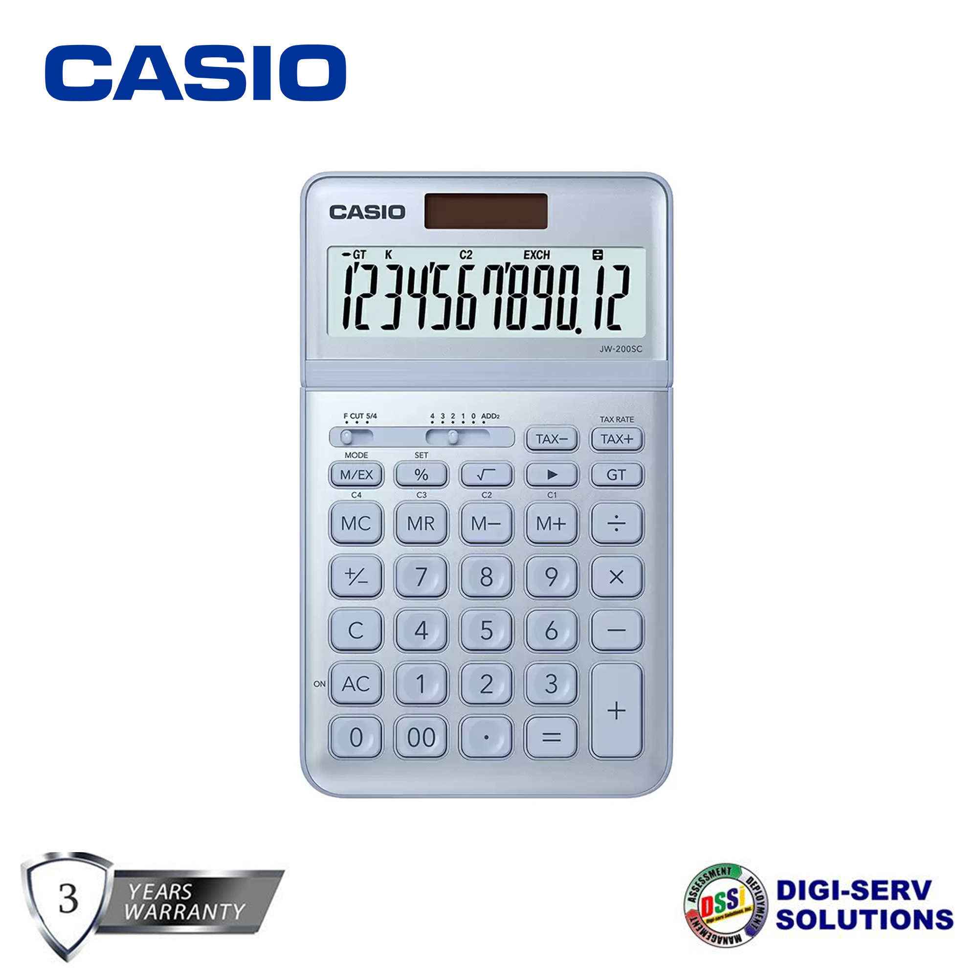 Casio JW-200SC-BU Calculator with Currency Exchange Function