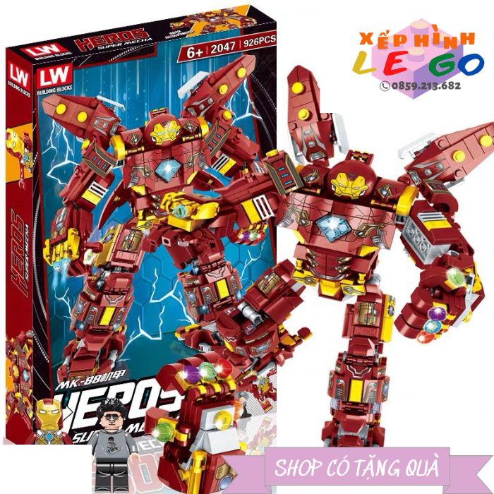 Đồ chơi xếp hình lego Hulkbuster Iron man lego người sắt tổng hợp xếp hình