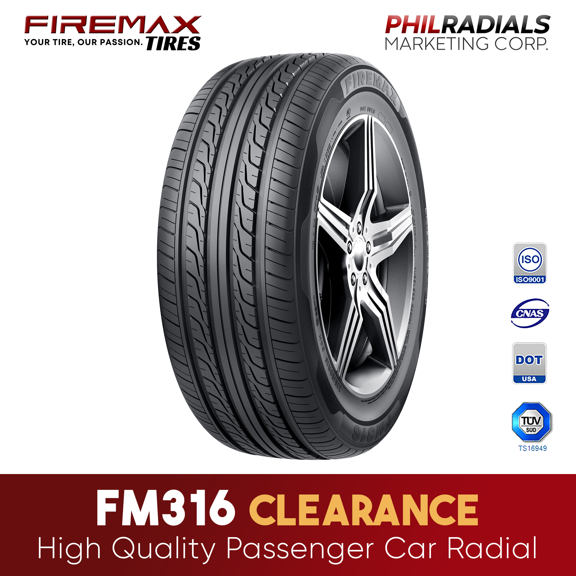 Firemax FM316 185/60R14 82H Passenger Car Tire Clearance