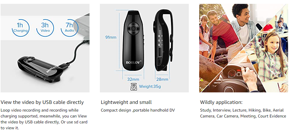 BOBLOV 007 Body Mini Police Camera HD 1080P Video Audio Recorder