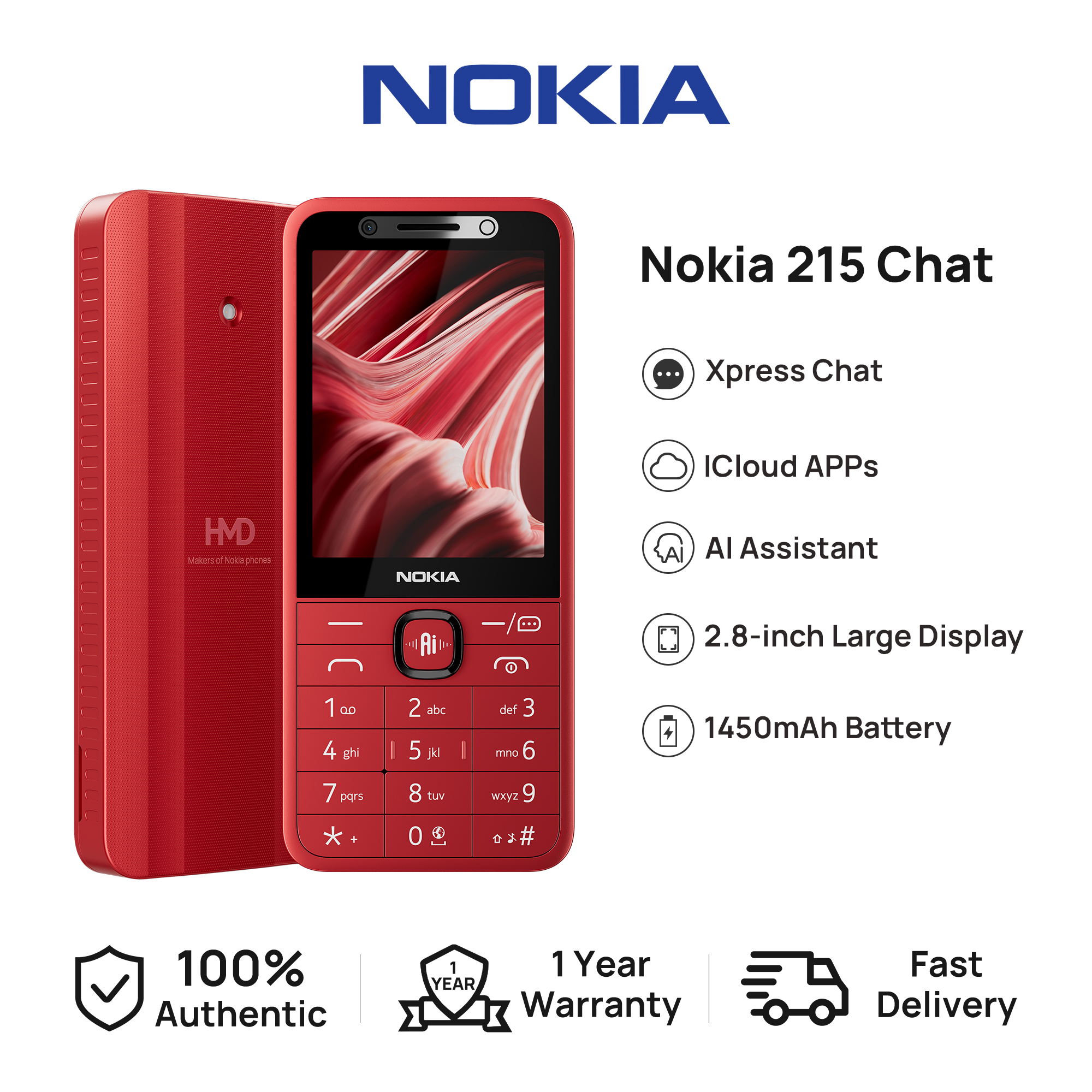【Online Chat】Nokia 215 4G Video Chat Cloud Apps Facebook/X AI Assistant 2.8" Screen Bluetooth5.0 FM Radio feature phone - Image 3