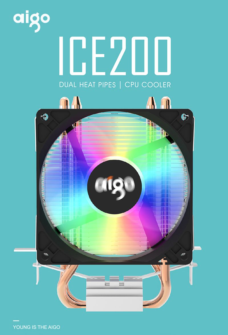 Aigo ICE200 Quạt Làm Mát Không Khí CPU 2 Ống Dẫn Nhiệt 90Mm 280W 3