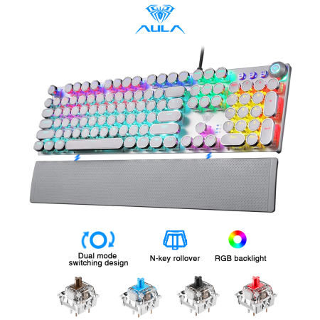 AULA PUNK Mechanical Gaming Keyboard with Backlit and Keycaps