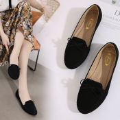 Miaolv Korean Doll Ribbon Slip On Loafers - Office Casual