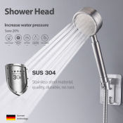 SUS304 Stainless Steel Shower Head - High Pressure, Water Saving