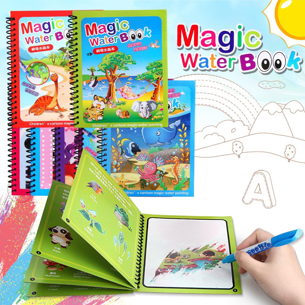 Magic Water Coloring Book Magic Water Drawing Book Reusable Water Magic  Water Book, for 2-6