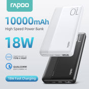 Rapoo Q10 10000mAh Powerbank with Fast Charge and Slim Design