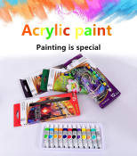 Non-Toxic Acrylic Paint Set - 12 Colors - Art Supplies