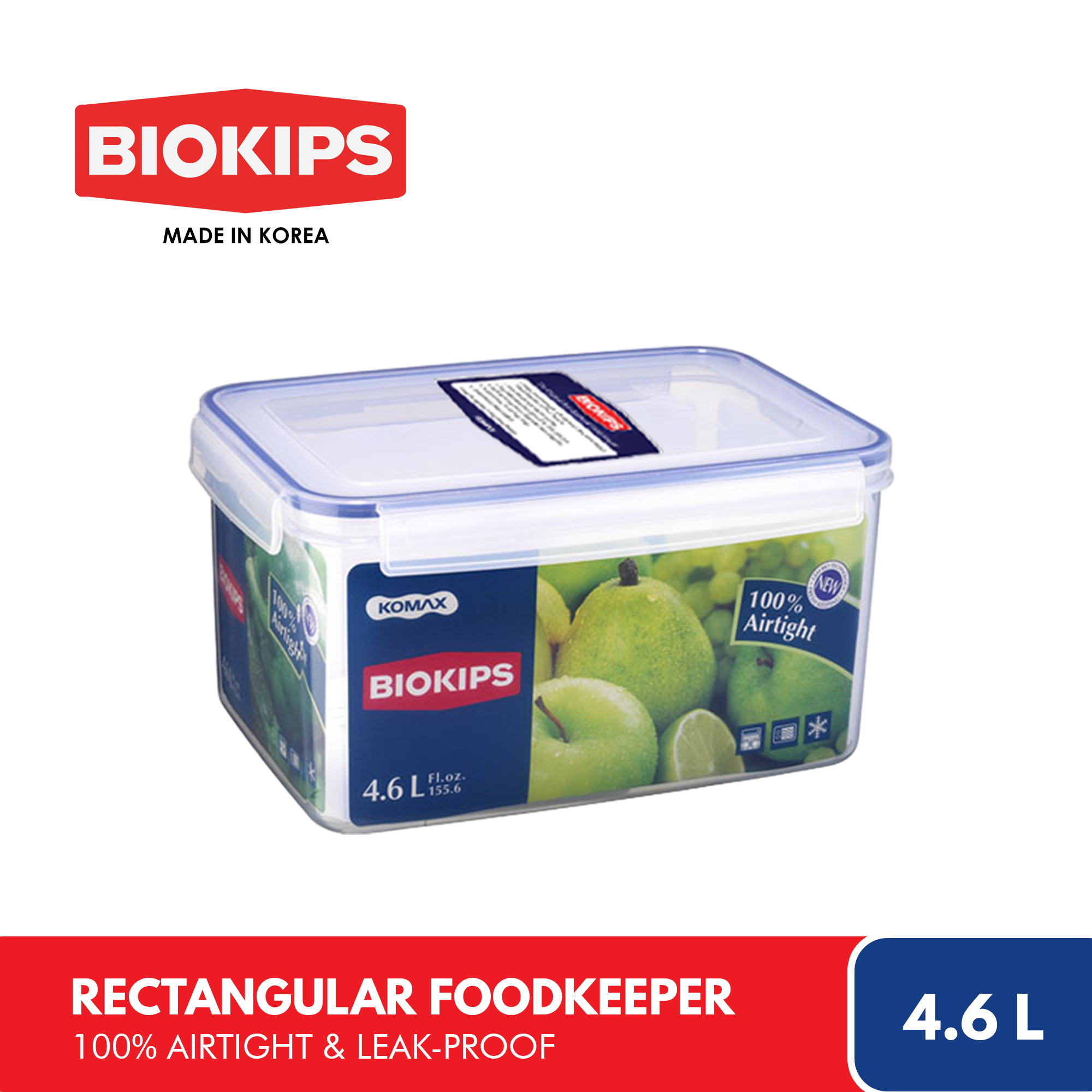 Biokips Rectangular Food Storage Container 4.6 L, BPA Free