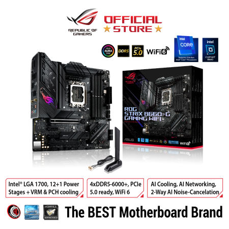 Asus Rog Strix B660-G Gaming WiFi Intel® Lga 1700 mATX gaming motherboard, 12+1 power stages, DDR5, PCIe® 5.0, WiFi 6, 2.5 Gb LAN, two M.2 slots with heatsinks, and Aura Sync