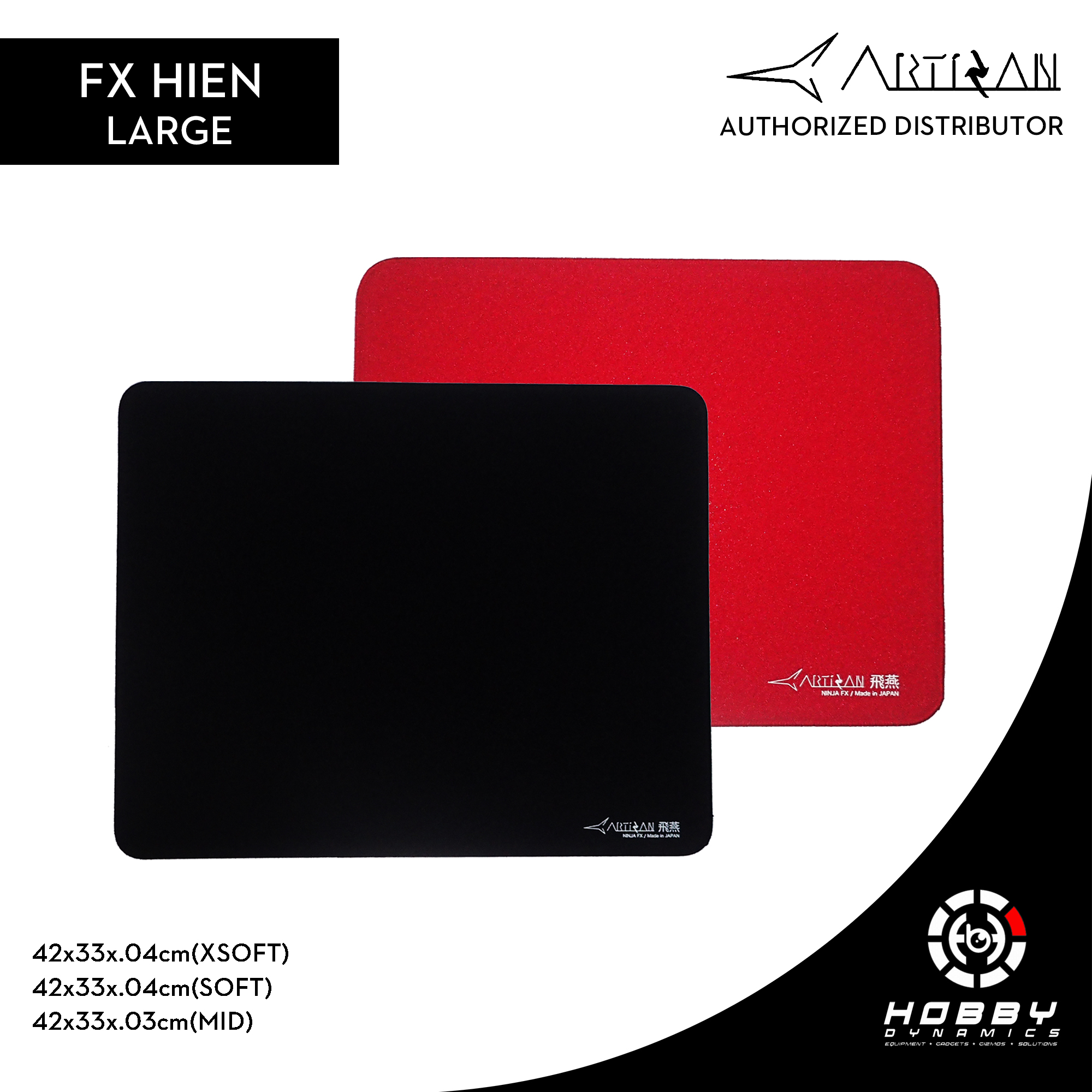 ARTISAN HIEN SOFT Gaming Mouse Pads S/M/L/XL Red / Black F/S japan NINJA FX