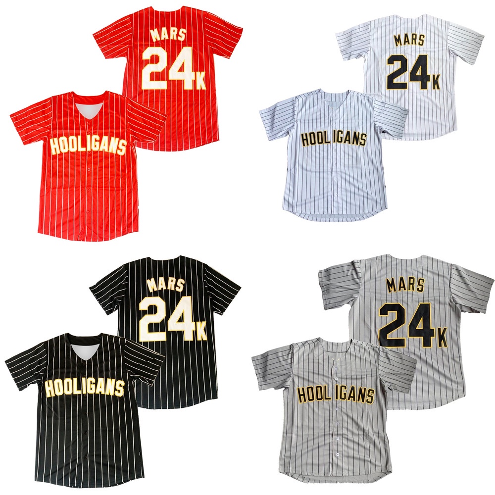 Mars 24K Hooligans RED Baseball Jersey