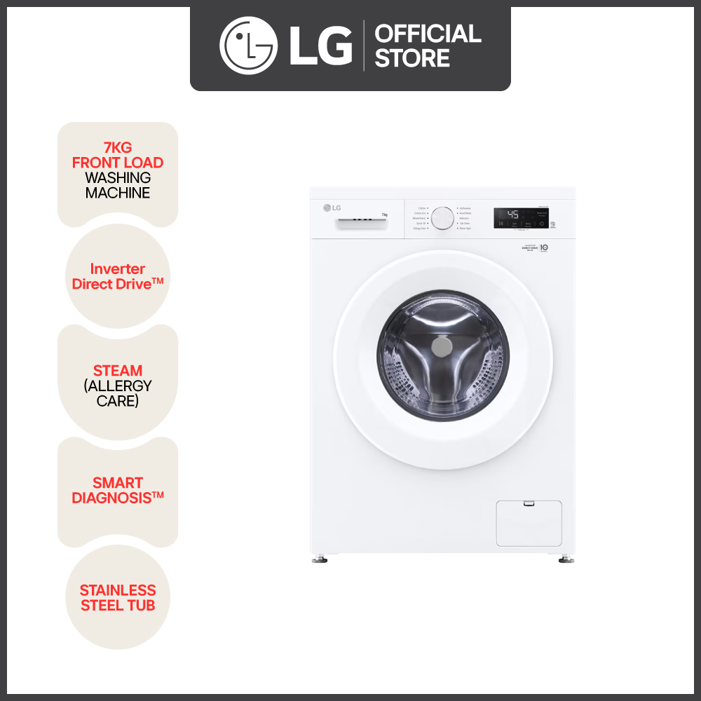 LG - Front Load Washing Machine - 7kg Wash Capacity - FB1207S6W