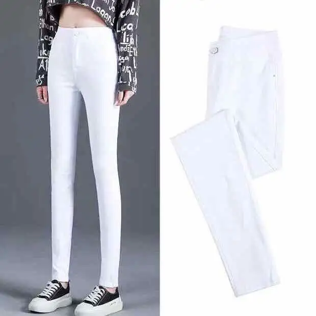 ladies high waisted white jeans