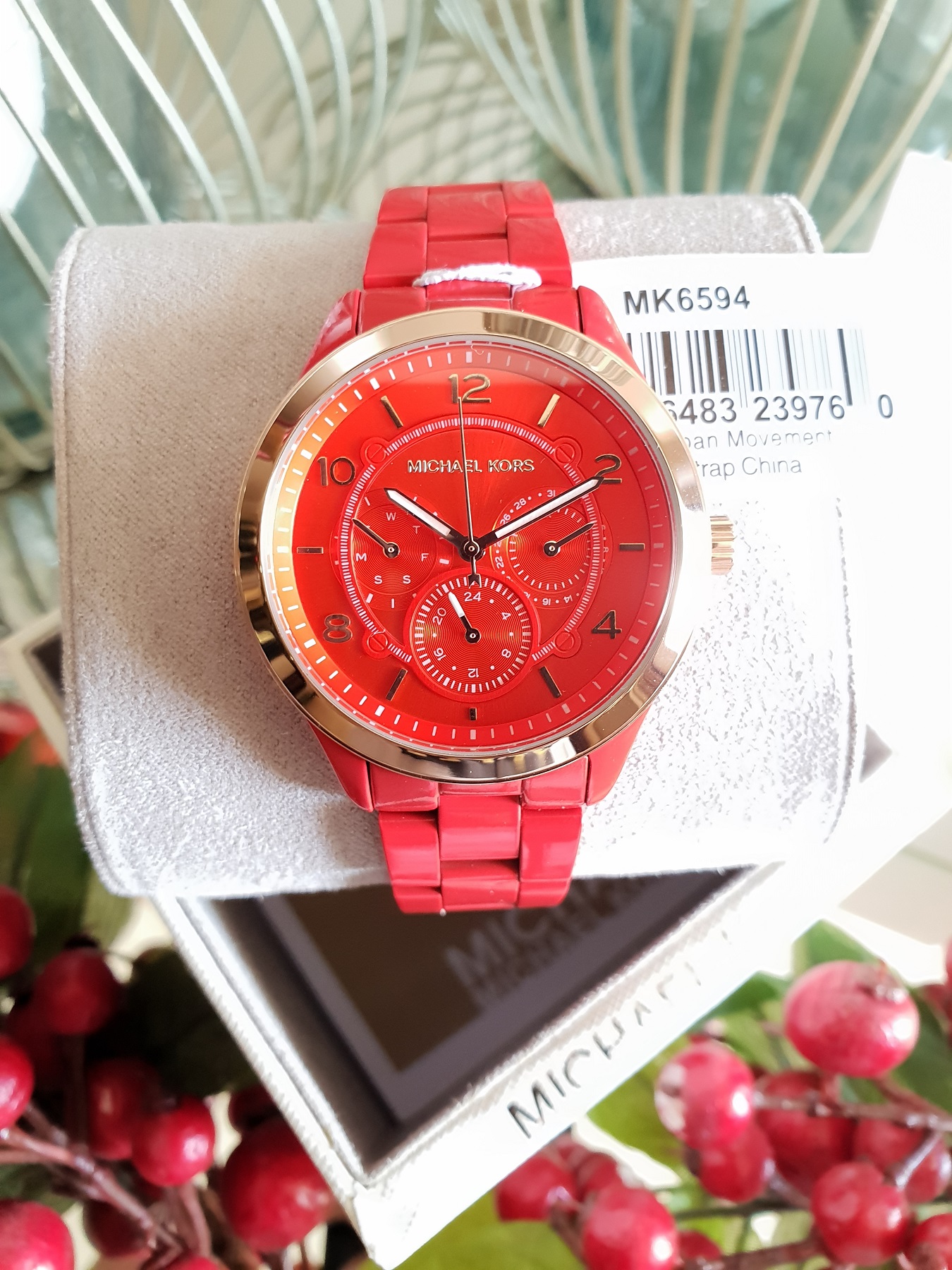 Best Seller Michael Kors MK6594 Runway Red Dial Red Stainless Steel Case  38mm Ladies Watch with 1 year warranty for mechanism | Lazada PH