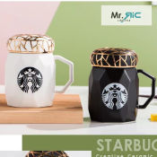 Starbucks Black&White Ceramic Coffee Cup - Elegant Reusable Mug