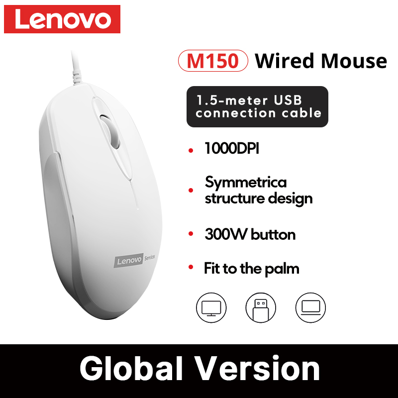 Lenovo M150 Wired USB Mouse Portable Comfortable Lightweight 1600 DPI with 125hz High Quality Optical Ergonomic PC Gaming Mouse for Office Home Use Gaming Support PC/Mac/Laptop - Image 2