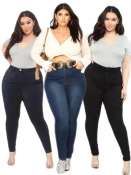 HVDENIM Plus Size High Waist Skinny Jeans - 4 Colors