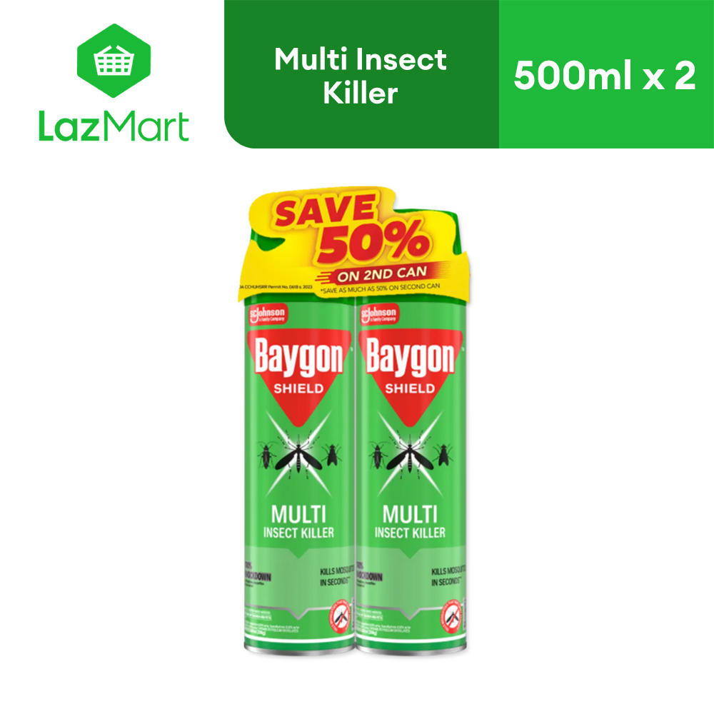 Baygon Shield Multi Insect Killer 500ml Twin Pack