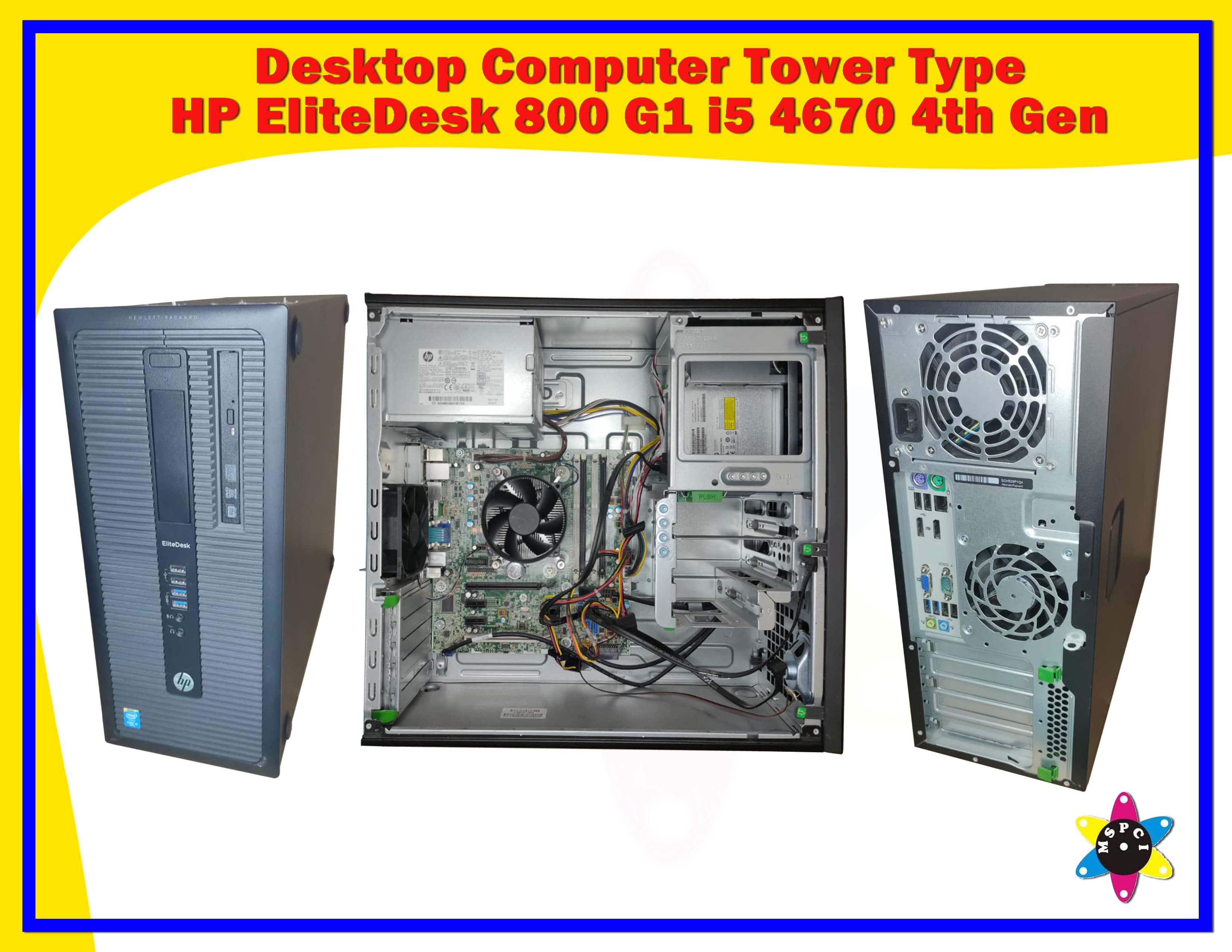 Desktop Computer Tower Type HP EliteDesk 800 G1 i5 4670 4th Gen No