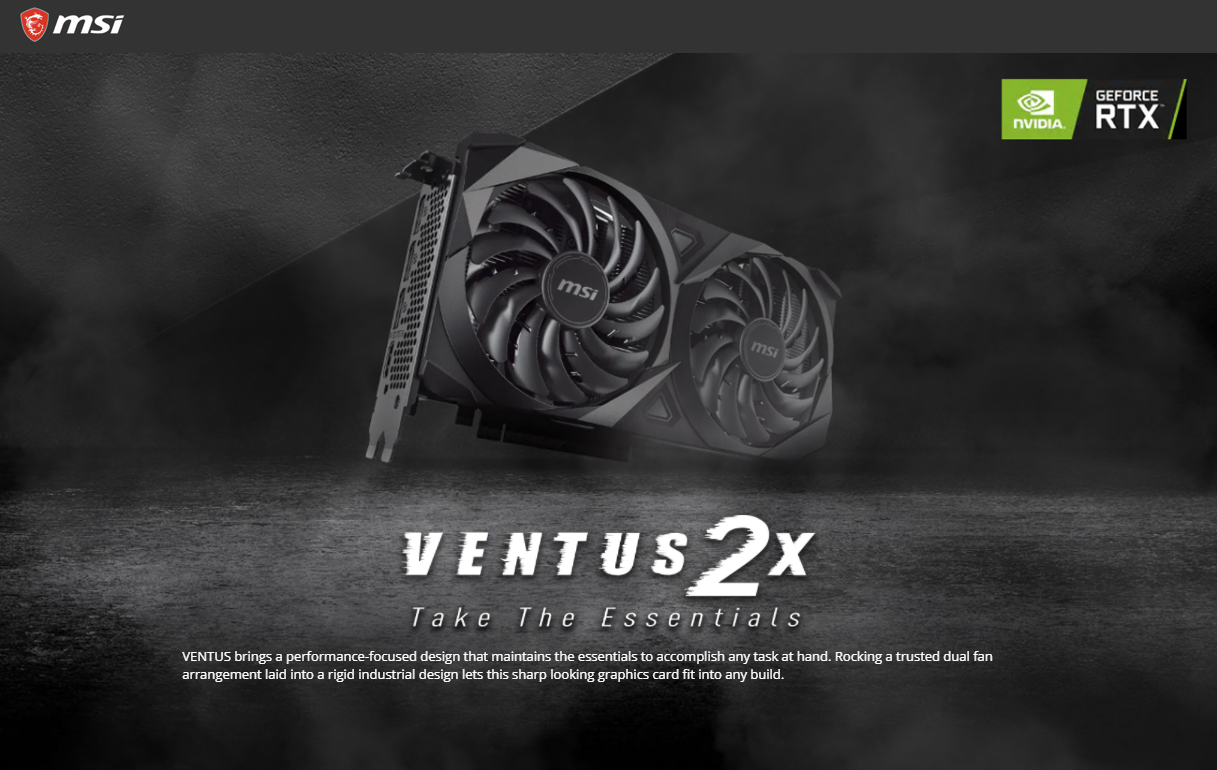 MSI GeForce RTX 3070 DirectX 12 RTX 3070 VENTUS 2X OC 8GB 256-Bit GDDR6 PCI Express 4.0 HDCP Ready Video Card