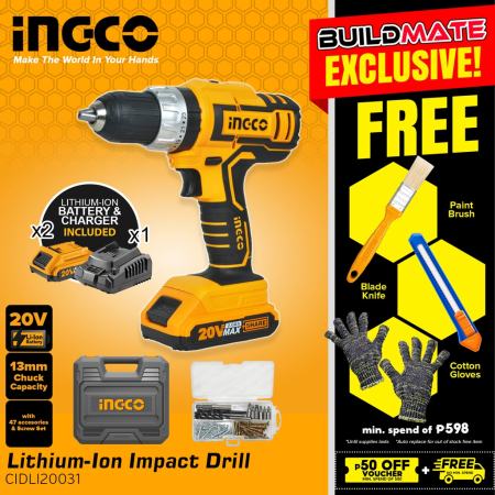 Ingco Cordless Impact Hammer Drill Combo with Mixer (20V)