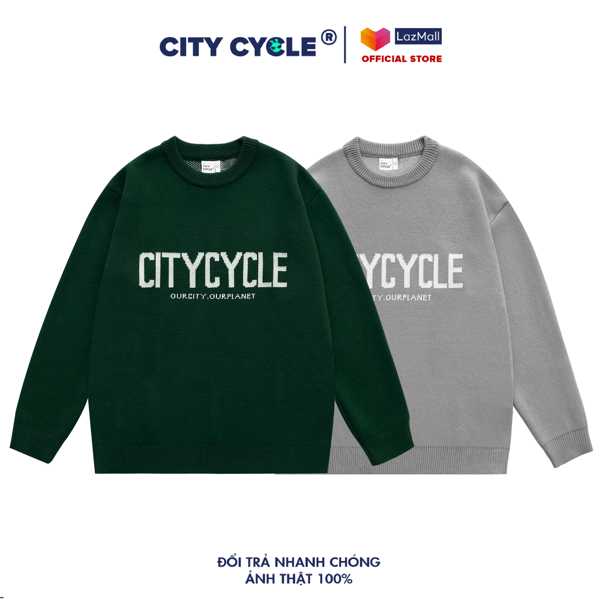 Áo sweater len nam nữ Classic Detail City Cycle